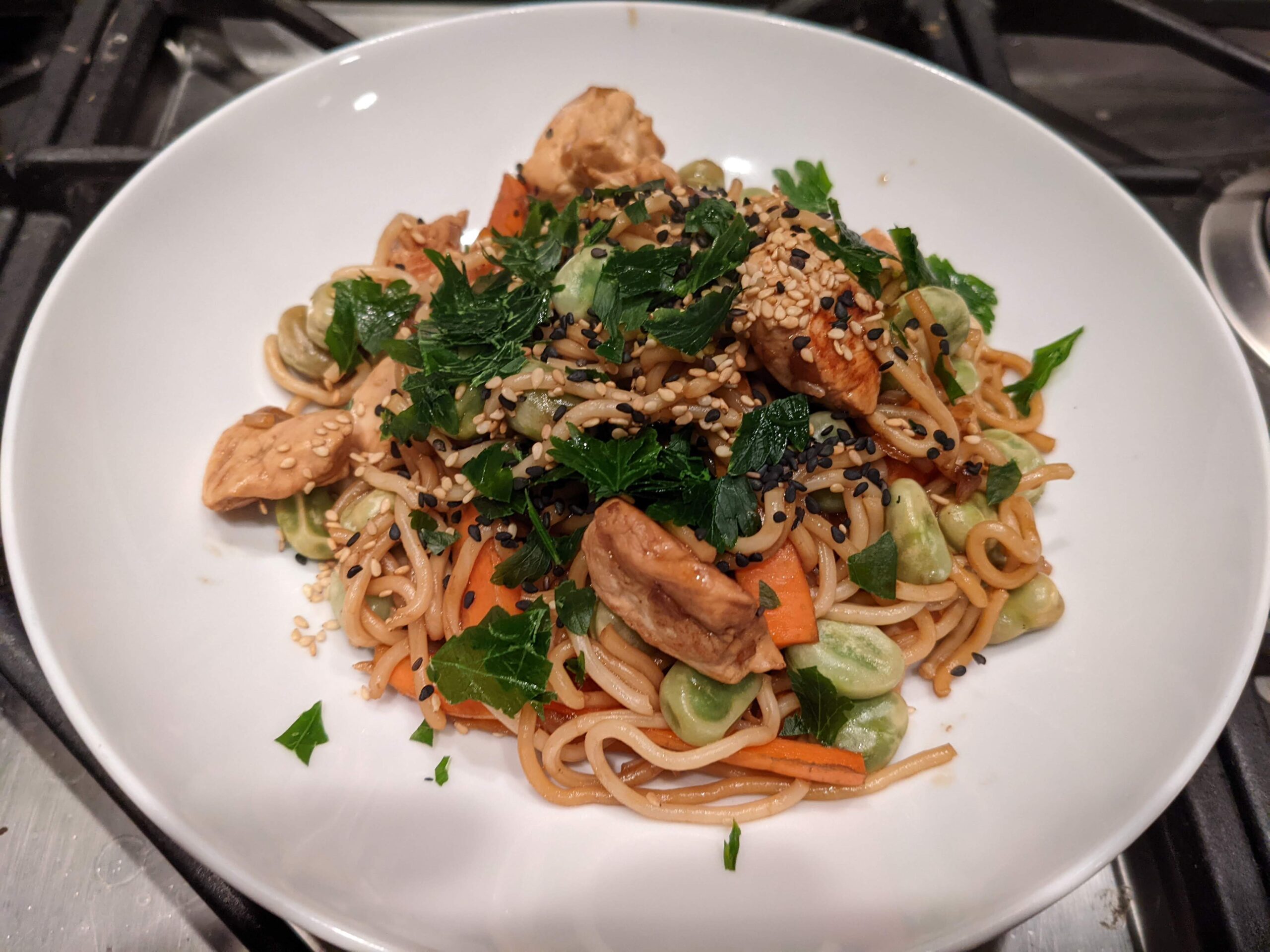 Wok de nouilles au poulet