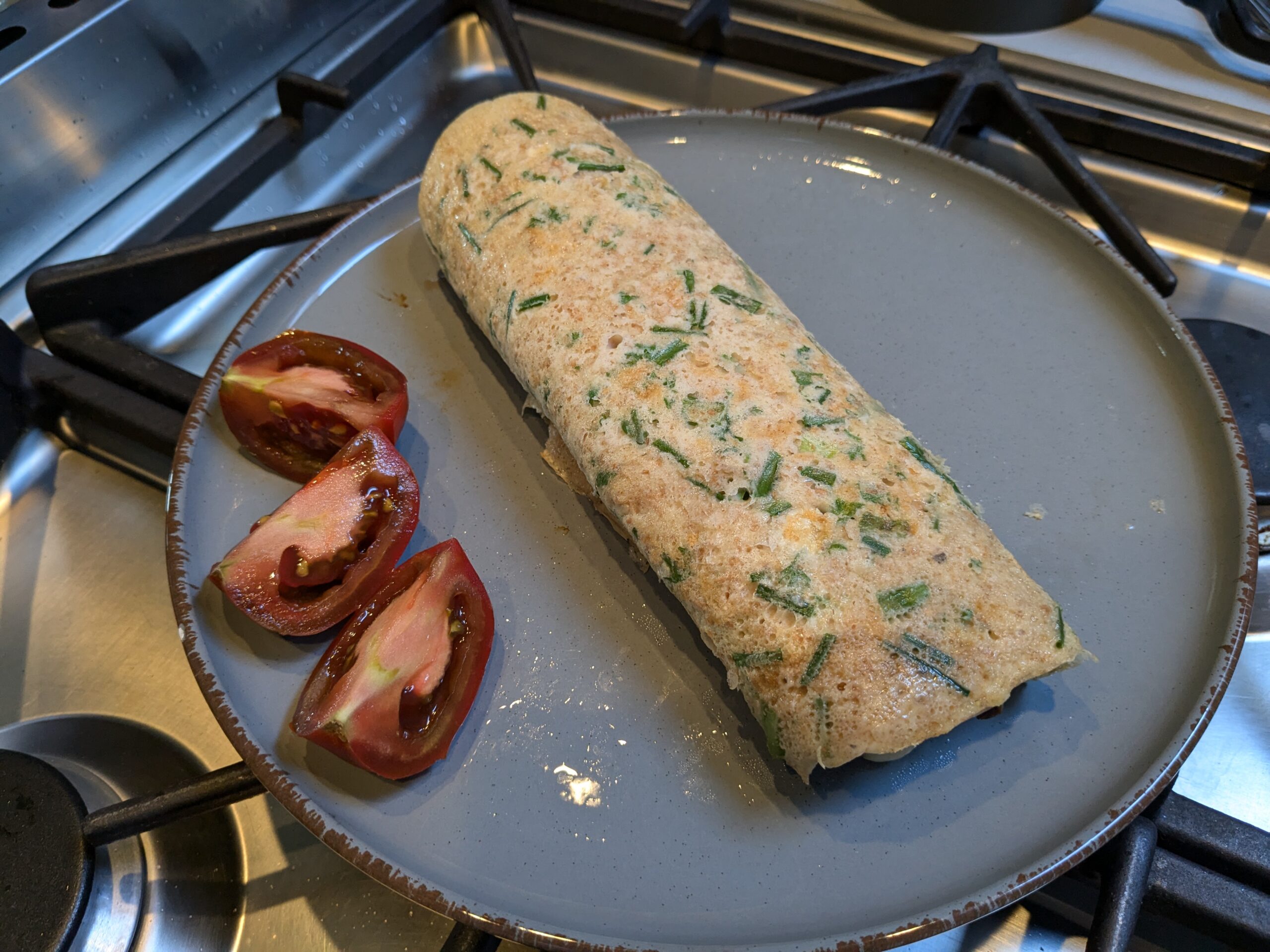 Crêpe salée aux oignons ciboule